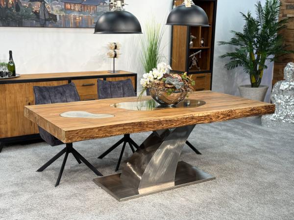 Esstisch / Massivholztisch "Deep Island" ca. 220 x 100 x 76,5 cm aus recyceltem Altholz