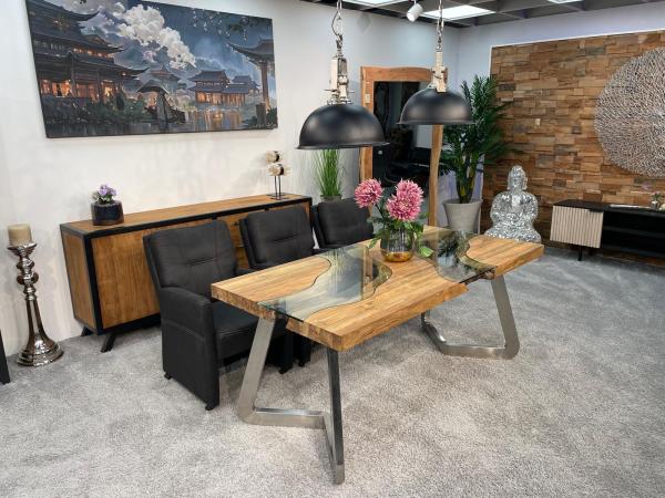 Moderner Esszimmertisch Landscape aus Altholz Holz eckig massiv Esszimmerideen