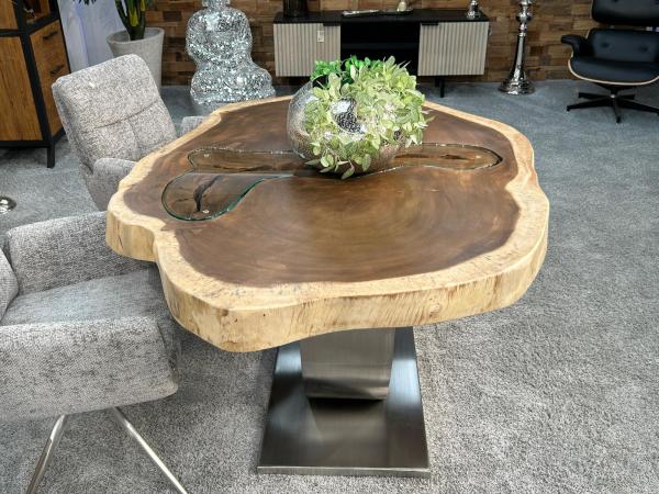 Esstisch massiv Baumstamm Baumscheibentisch