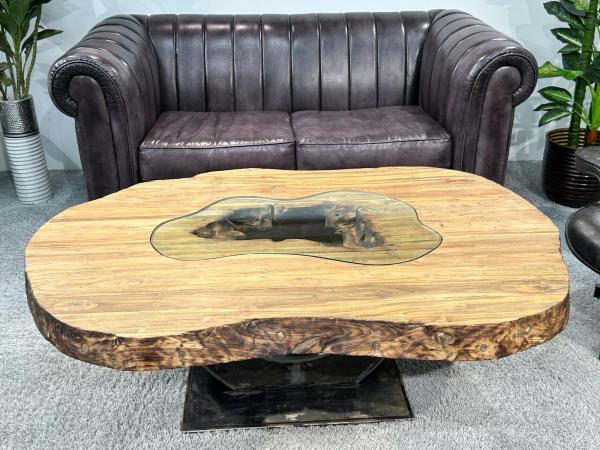 Ovaler Couchtisch Fusion 135 cm aus Holz