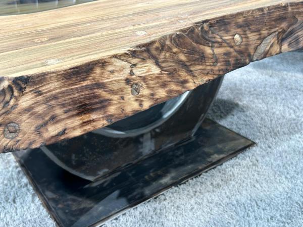 Ovaler Couchtisch Fusion 135 cm aus Holz