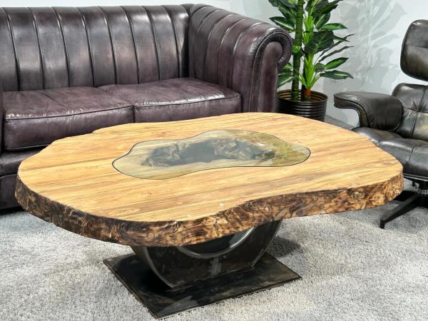 Ovaler Couchtisch Fusion 135 cm aus Holz