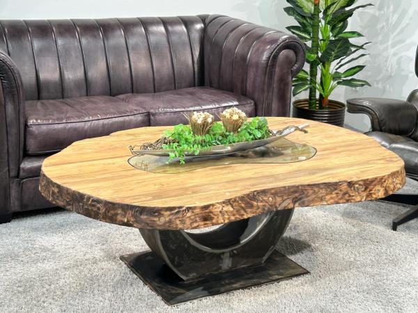 Ovaler Couchtisch Fusion 135 cm aus Holz