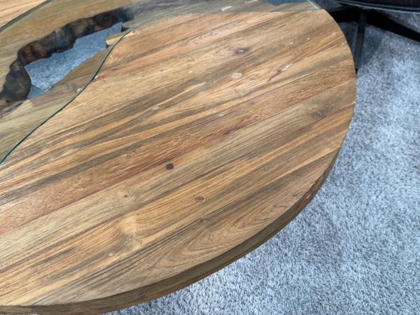 Runder Couchtisch Eternia 100cm aus Holz mit Edelstahl