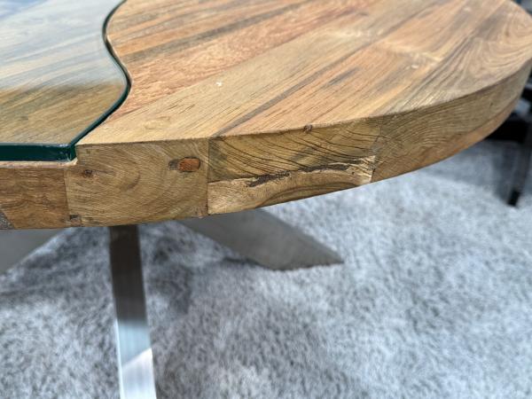 Runder Couchtisch Eternia 100cm aus Holz mit Edelstahl