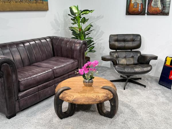 Runder Couchtisch aus Holz Clash