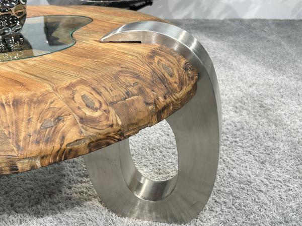 Runder Couchtisch aus Holz Clash