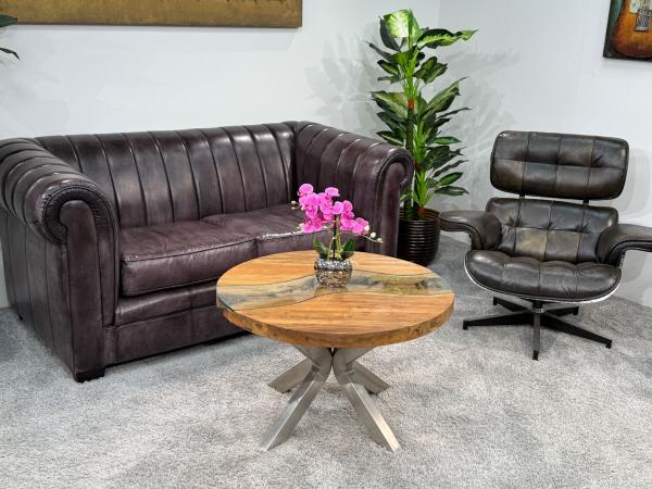 Runder Wohnzimmertisch Eternia 80 cm Holz Edelstahlgestell