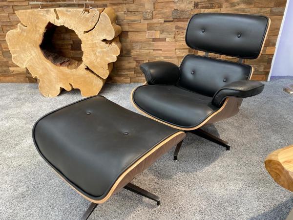 Eames Lounge Chair Replica schwarz silber
