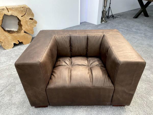 Sessel Madrid aus dunkelbraunem Echtleder