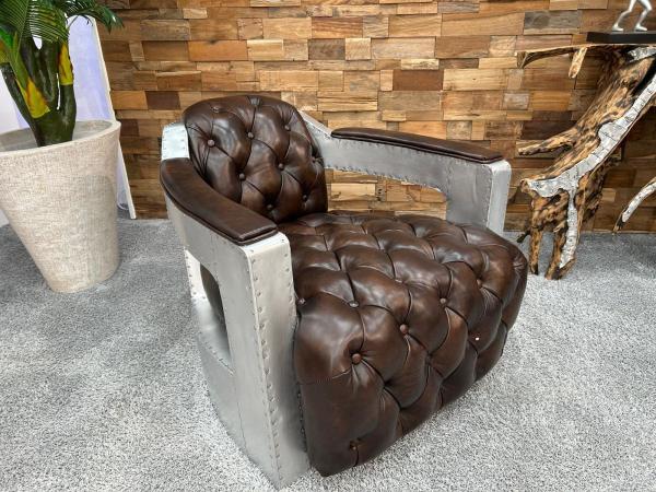 Sessel aus echtem Leder mit Aluminium