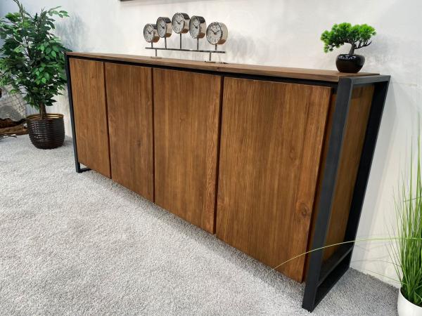 Sideboard / Anrichte "Loft" 200 x 40 x 90 cm aus recyceltem Altholz mit Rohstahlgestell