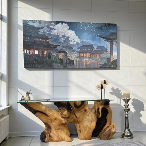 Sideboard aus Suarholz mit Glasplatte