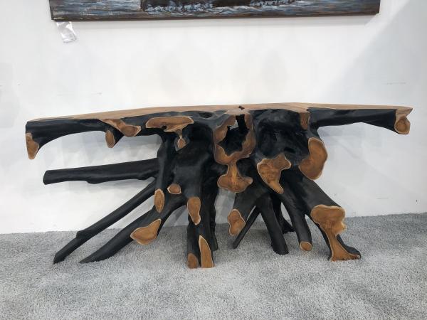 Sideboard aus einer Teak Baumwurzel schwarz lackiert 180 x 80 x 45 cm