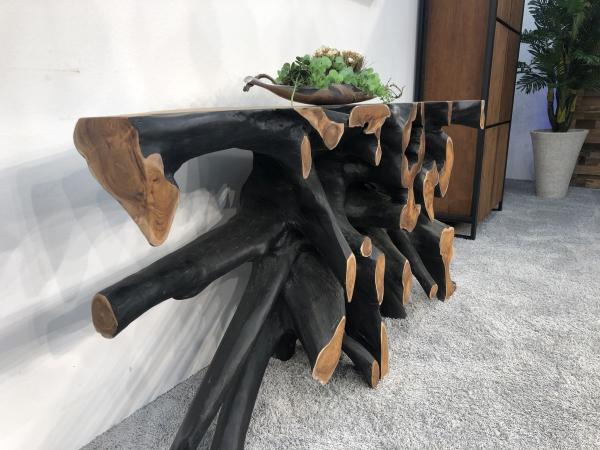 Wurzelholz-Sideboard-Teakholz-mit Aluminium
