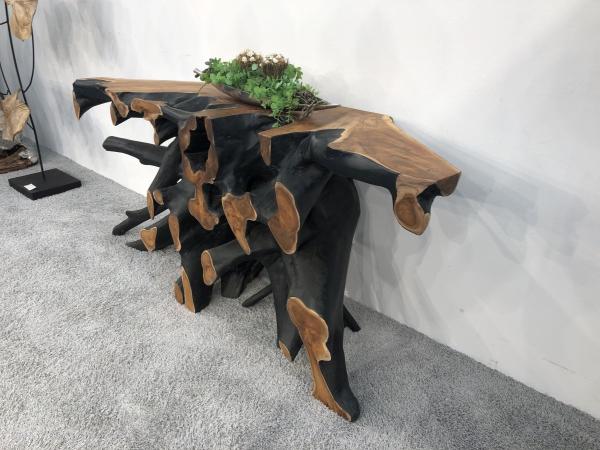 Wurzelholz-Sideboard-Teakholz-mit Aluminium