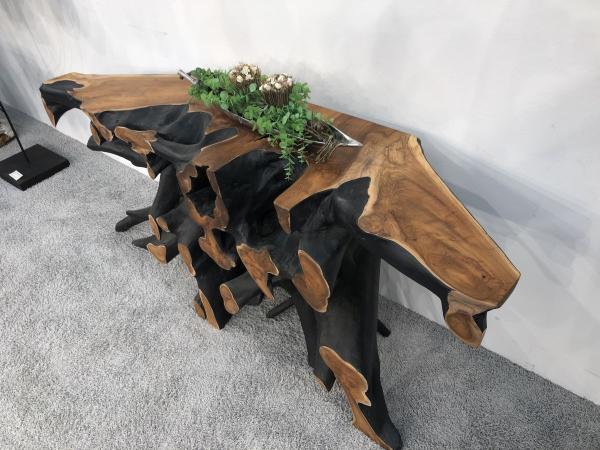 Wurzelholz-Sideboard-Teakholz-mit Aluminium