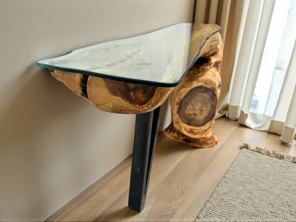 Solid Suar wood sideboard, 173x55x88 cm, natural shape