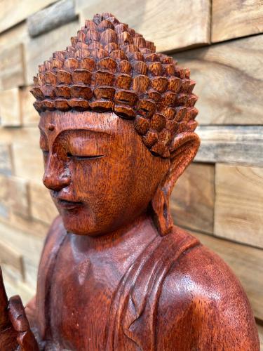 Handgeschnitzte Holzfigur Meditierender Buddha M