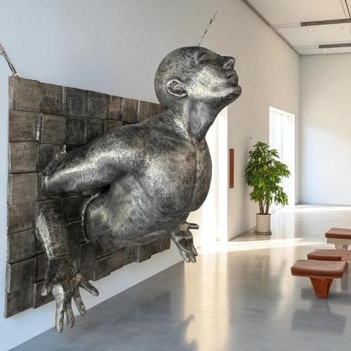 Skulptur / Dekofigur  "Expression" ca. 79 x 80 x 50  cm aus Aluminium