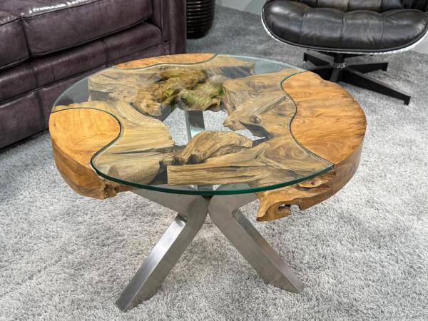 Wohnzimmertisch rund aus Teakholz