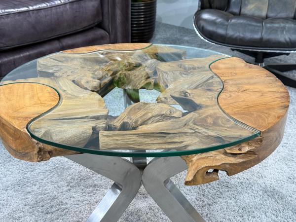 Wohnzimmertisch rund aus Teakholz