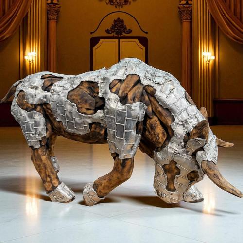 Stier-aus-Holz-mit-Aluminium