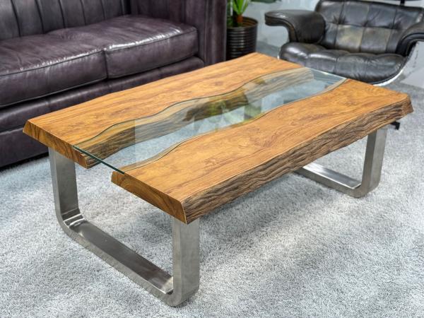Echtholz Wohnzimmertisch "Old Elements", ca. 120 x 80 x 46 cm, aus recycelten Massivholzbohlen