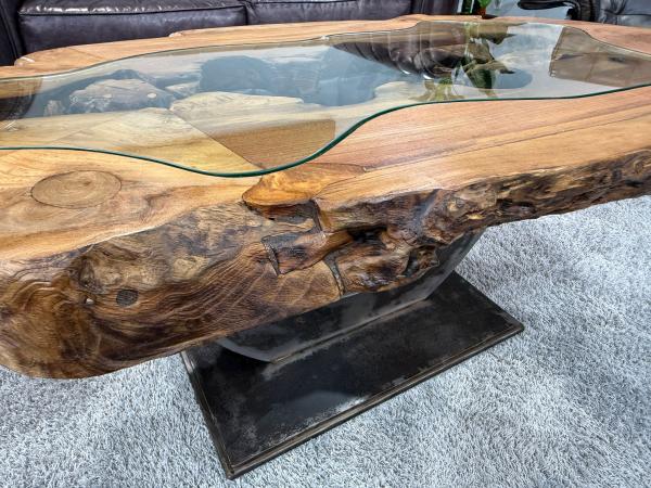 Unikat Couchtisch Baumstamm Baumscheibe Holz massiv handgearbeitet