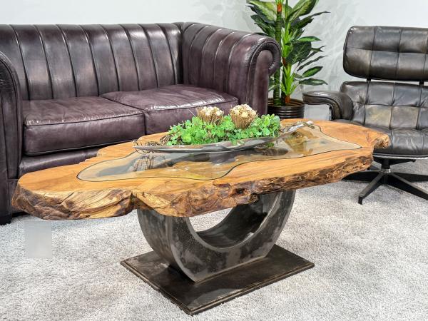 Unikat Couchtisch Baumstamm Baumscheibe Holz massiv handgearbeitet