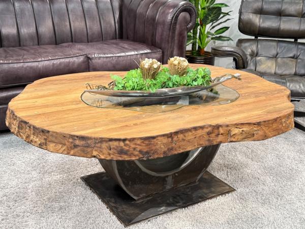Couchtisch vollholztisch fusion baumkantentisch