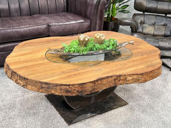 Couchtisch vollholztisch fusion baumkantentisch