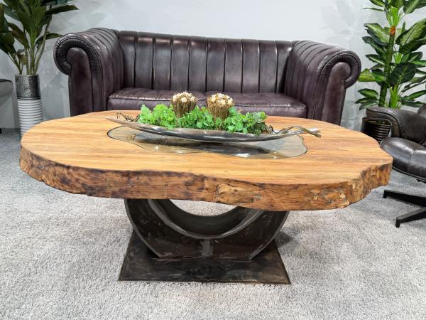 Couchtisch vollholztisch fusion baumkantentisch
