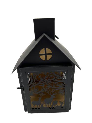 Windlicht Kerzenhalter aus schwarz lackiertem Stahl S
