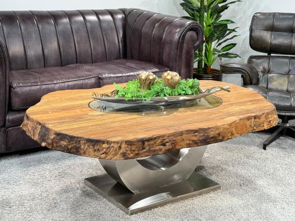 Couchtisch vollholztisch fusion baumkantentisch