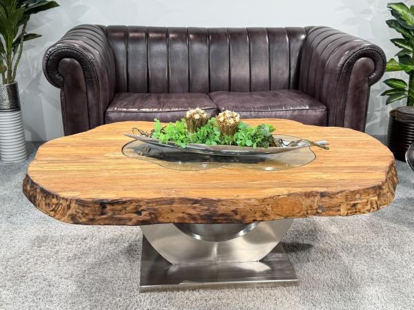 Couchtisch vollholztisch fusion baumkantentisch