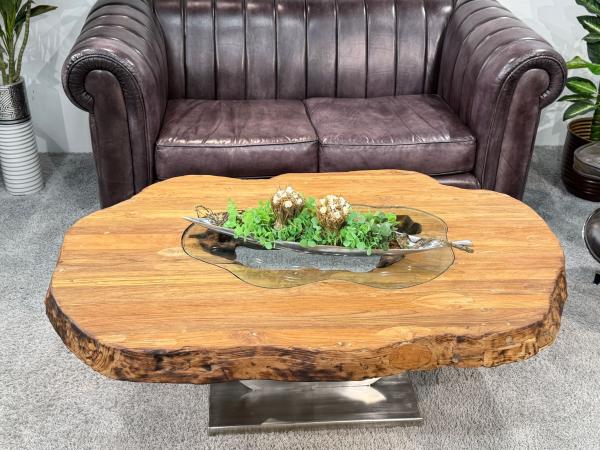 Couchtisch vollholztisch fusion baumkantentisch