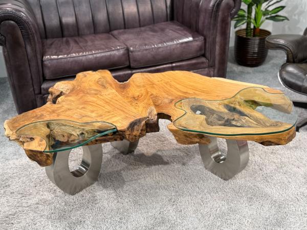Wohnzimmertisch aus Holz Lakeside Baumscheibentisch