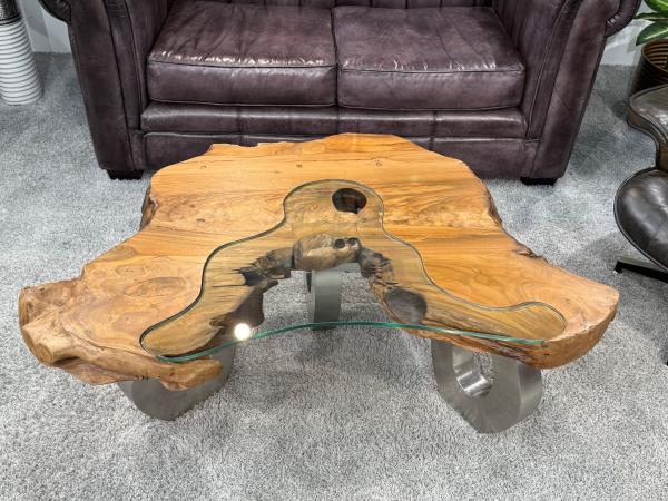 Wohnzimmertisch aus Holz Lakeside Baumscheibentisch