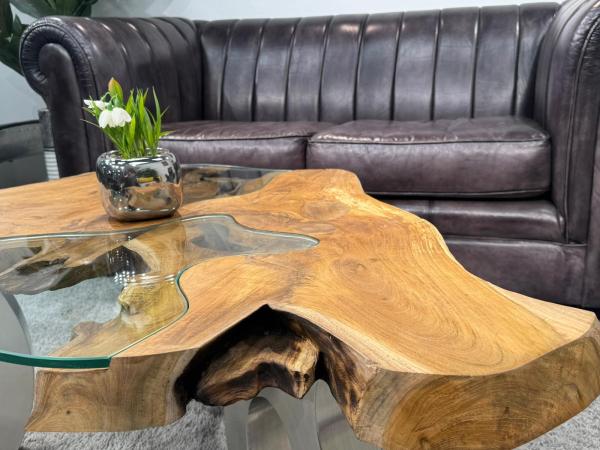 Wohnzimmertisch aus Holz Lakeside Baumscheibentisch