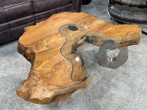 Wohnzimmertisch aus Holz Lakeside Baumscheibentisch