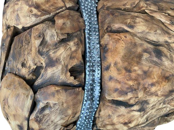 Lebensgroße XXL-Deko Nashorn aus Holz mit Aluminium