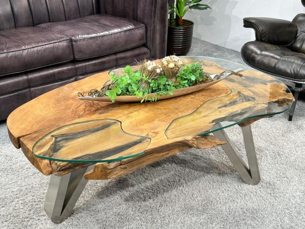 Design Vollholz Sofatisch Baumscheibe