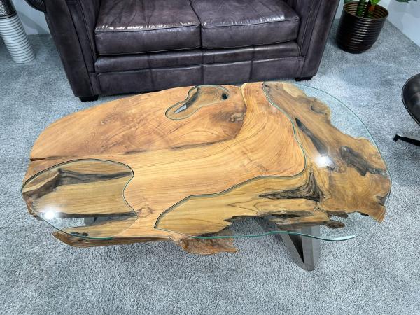 Design Vollholz Sofatisch Baumscheibe