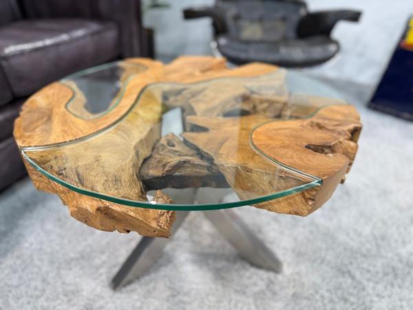 Wohnzimmertisch rund aus Teakholz