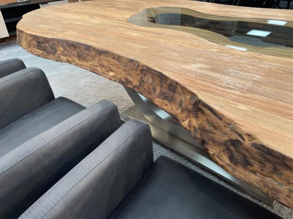 Vollholz Besprechungstisch "Fusion" aus recyceltem Teakholz