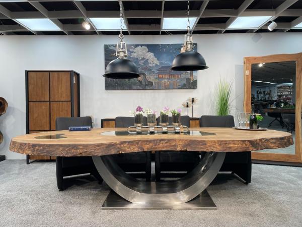 Vollholz Besprechungstisch "Fusion" aus recyceltem Teakholz