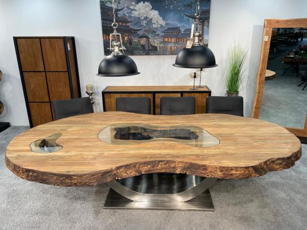 Vollholz Besprechungstisch "Fusion" aus recyceltem Teakholz