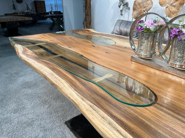 Last Item Large Conference Table / Dining Table approx. 399 x 107-133 x 75 cm made from a solid Suar wood slab