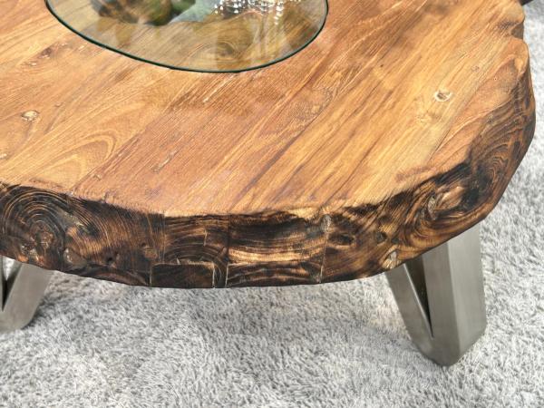 Design Sofatisch Loftstyle Altholz Edelstahl